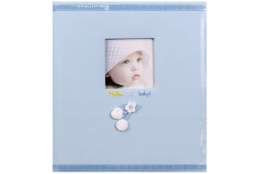 Detský fotoalbum na rožky BABY POMPON 29x32/60s. modrý