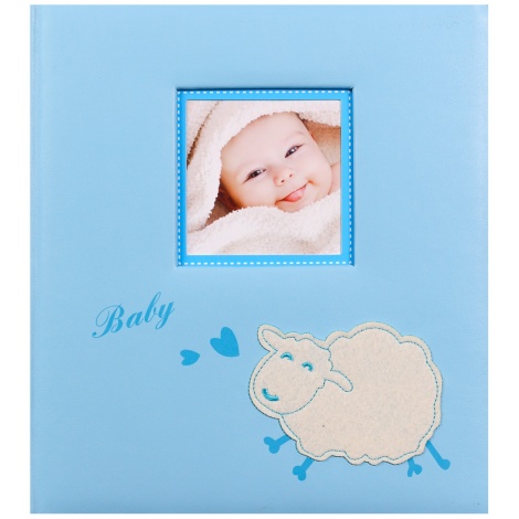 Detský fotoalbum na rožky BABY SHEEP modrý